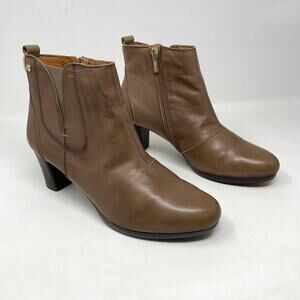 Pikolinos Mocha Brown Taupe Heeled Chelsea Zip Boots Booties  Womens 38 7.5 8